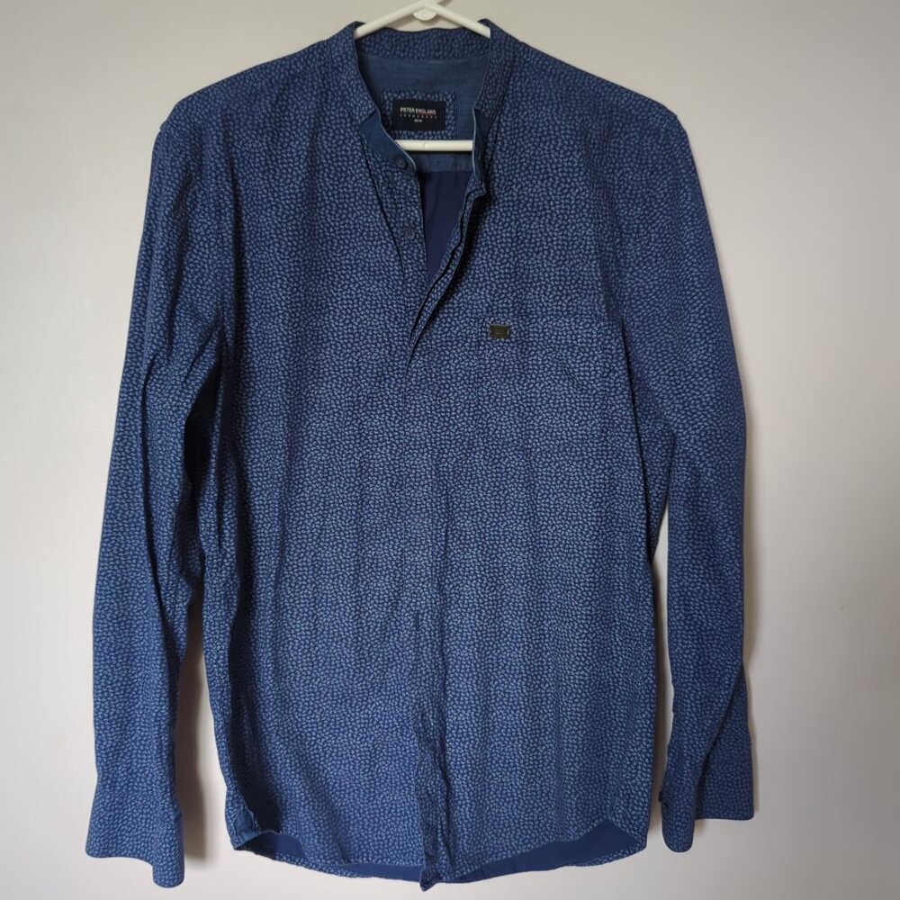 Peter England Men's Casual Long Sleeve Button Front Kurta Shirt Size US S